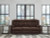 Ashley Greely Bend Chocolate Power Reclining Sofa with Drop Down Table