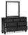 Ashley Lanolee Black Full Panel Bed with Mirrored Dresser, Chest and 2 Nightstands