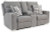 Ashley Biscoe Pewter Power Reclining Loveseat with Console