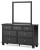 Ashley Lanolee Black California King Panel Bed with Mirrored Dresser and Nightstand