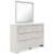 Ashley Altyra White Queen Panel Headboard Bed with Mirrored Dresser and 2 Nightstands