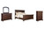 Ashley Porter Rustic Brown King Panel Bed with Mirrored Dresser and Chest