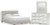 Ashley Birmonton White Queen Upholstered Bed, Dresser and Mirror