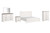 Ashley Gerridan White Gray King Panel Bed with Mirrored Dresser, Chest and Nightstand