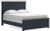 Ashley Landocken Brown Blue Queen Panel Bed and 2 Nightstands