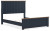 Ashley Landocken Brown Blue Queen Panel Bed and 2 Nightstands