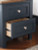 Ashley Landocken Brown Blue Queen Panel Bed and 2 Nightstands