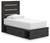 Ashley Delmorta Dark Gray Twin Panel Bed with Storage, Dresser, Mirror and 2 Nightstands