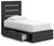 Ashley Delmorta Dark Gray Twin Panel Bed with Storage, Dresser and Mirror