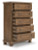 Ashley Vandenmore Medium Brown California King Panel Bed with Mirrored Dresser, Chest and Nightstand