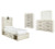 Ashley Cambeck Whitewash Twin Panel Bed with 2 Storage Drawers with Mirrored Dresser and Chest