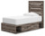 Ashley Urbanoore Brown Gray Twin Panel Bed with Storage, Dresser, Mirror and 2 Nightstands