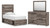Ashley Urbanoore Brown Gray Twin Panel Bed with Storage, Dresser and Mirror