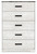 Ashley Shawburn Whitewash Queen Platform Bed with Dresser, Chest and Nightstand