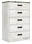 Ashley Shawburn Whitewash Queen Platform Bed with Dresser, Chest and Nightstand