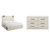 Ashley Cambeck Whitewash King Panel Bed with 2 Storage Drawers with Dresser