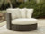 Ashley Kimora Beige Dark Brown Outdoor Swivel Lounge Chair with Cushion