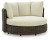 Ashley Kimora Beige Dark Brown Outdoor Swivel Lounge Chair with Cushion