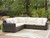 Ashley Kimora Beige Dark Brown 3-Piece Outdoor Sectional