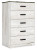 Ashley Shawburn White Dark Charcoal Gray Full Platform Bed with Dresser, Chest and Nightstand