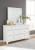 Ashley Fortman White Full Panel Bed with Mirrored Dresser and Nightstand