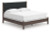 Ashley Cadmori Black White King Upholstered Panel Bed, Dresser, Mirror and Nightstand