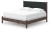 Ashley Cadmori Black White King Upholstered Panel Bed, Dresser, Mirror and Nightstand