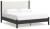 Ashley Cadmori Black White King Upholstered Panel Bed, Dresser, Mirror and Chest
