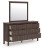 Ashley Cadmori Brown King Upholstered Panel Bed, Dresser and Mirror