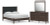Ashley Cadmori Brown Queen Upholstered Panel Bed, Dresser and Mirror