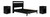Ashley Finch Black Brown Queen Panel Platform Bed and 2 Nightstands