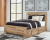 Hyanna Tan Brown Queen Panel Bed with Storage with Mirrored Dresser