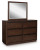 Ashley Kendamor Dark Brown King Canopy Bed with Mirrored Dresser and Nightstand