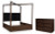 Ashley Kendamor Dark Brown King Canopy Bed with Dresser