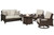 Ashley Paradise Trail Medium Brown Outdoor Loveseat and 2 Lounge Chairs with Fire Pit Table