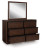 Ashley Kendamor Dark Brown California King Canopy Bed with Mirrored Dresser and Chest