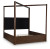Ashley Kendamor Dark Brown California King Canopy Bed with Mirrored Dresser and 2 Nightstands