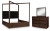 Ashley Kendamor Dark Brown California King Canopy Bed with Mirrored Dresser
