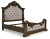 Ashley Maylee Dark Brown Queen Upholstered Bed with Mirrored Dresser, Chest and 2 Nightstands