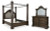Maylee Dark Brown King Canopy Bed with Mirrored Dresser