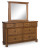 Ashley Chadworth Brown California King Poster Bed with Mirrored Dresser B824/56/58/94/31/36