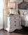 Ashley Andonhall Antique White California King Upholstered Panel Bed with Dresser and Nightstand