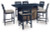 Ashley Mabry Shores Navy Blue Driftwood Outdoor Fire Pit Table and 6 Barstools