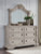 Ashley Andonhall Antique White Dresser and Mirror