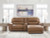 Ashley Silverbrooke Caramel 3-Piece Power Reclining Sectional with Chaise
