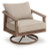 Ashley Francis Beach Natural Gray Outdoor Swivel Lounge with Cushion