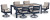 Ashley Mabry Shores Navy Blue Driftwood Outdoor Dining Table and 6 Chairs P587/625/602A(3)
