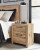 Ashley Hyanna Tan Brown Twin Panel Bed with 1 Side Storage, Dresser, Mirror and Nightstand