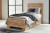 Ashley Hyanna Tan Brown Twin Panel Bed with 1 Side Storage, Dresser, Mirror and 2 Nightstands