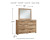 Ashley Hyanna Tan Brown Queen Panel Storage Bed with 2 Under Bed Storage Drawer, Dresser, Mirror and 2 Nightstands